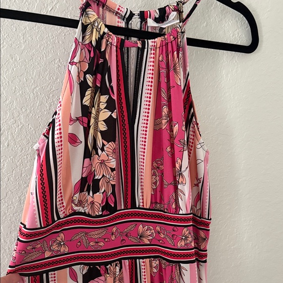 London Times Pink and Black Floral Striped Maxi Dress - Picture 5 of 6